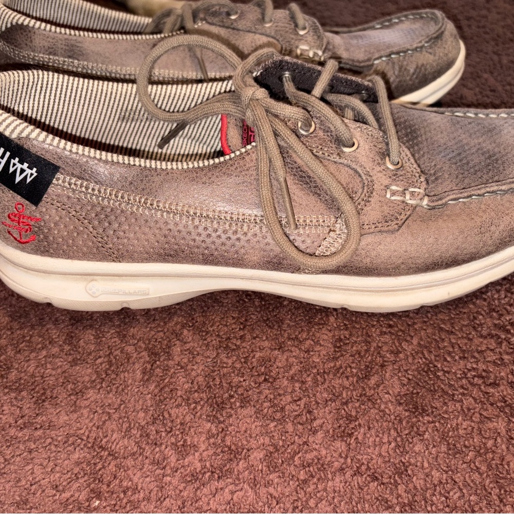 Skechers Taupe Loafers with Light Sole